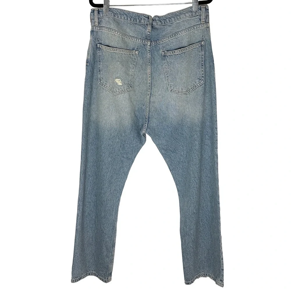 Free People We The Free Women's High Rise Straight Leg Distressed Blue Jeans 28